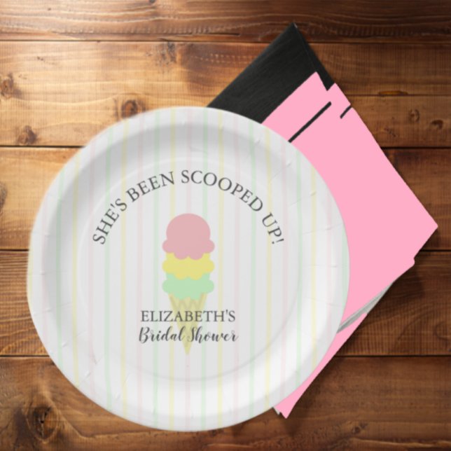 Scooped Up Ice Cream Bridal Shower Paper Plates (Creator Uploaded)