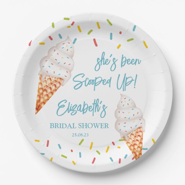 Scooped up ice cream bridal shower personalized pa paper plates (Front)