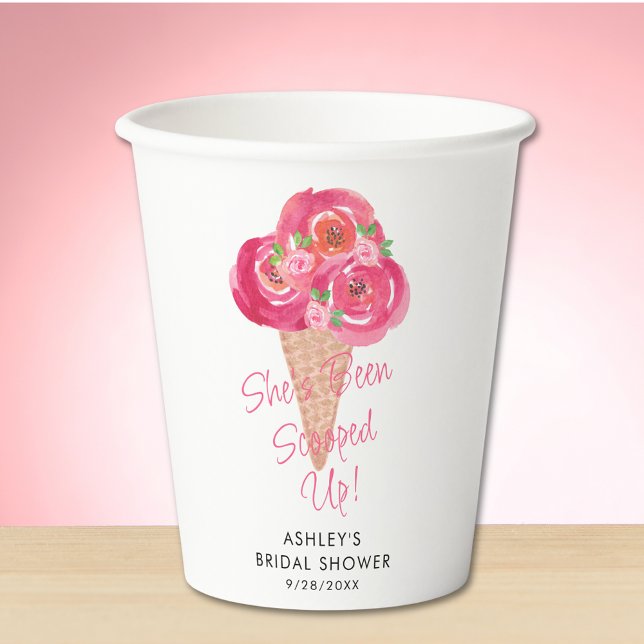 Scooped Up Ice Cream Bridal Shower Personalized Paper Cups (Creator Uploaded)