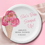 Scooped Up Ice Cream Bridal Shower Personalized Paper Plates<br><div class="desc">This pretty ice cream-themed bridal shower paper plate is decorated with watercolor florals and an ice cream cone. The text says "She's been scooped up!" in stylish pink typography. Easily customizable. Use the Design Tool to change the text size, style, or color. As we create our artwork you won't find...</div>