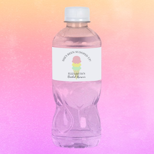 Scooped Up Ice Cream Bridal Shower Water Bottle Label (Creator Uploaded)