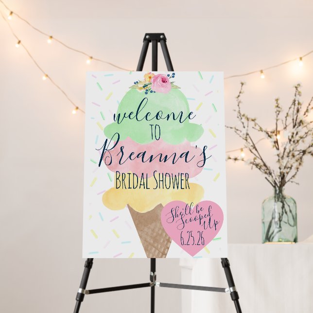 Scooped Up  Ice Cream Bridal Shower Welcome Foam Board (In Situ (Stand))
