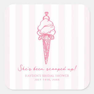 Scooped Up Ice Cream Bridal Wedding Engagement Square Sticker