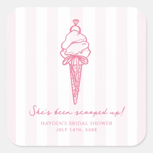 Scooped Up Ice Cream Bridal Wedding Engagement Square Sticker