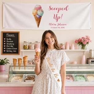 Scooped Up Ice Cream Cute Bridal Shower Banner