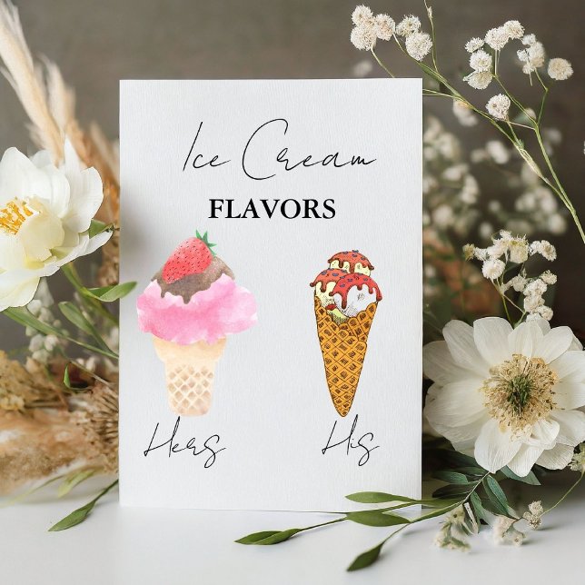 Scooped Up Ice Cream Flavors Bridal Shower Bar  Pedestal Sign (Creator Uploaded)