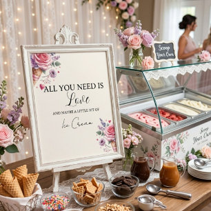 Scooped Up Ice Cream Flavors Bridal Shower Bar  Poster