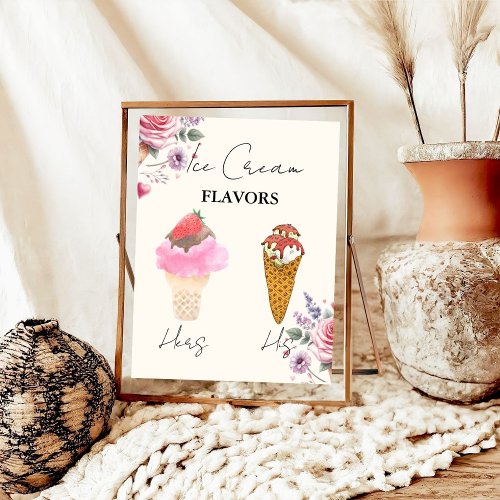 Scooped Up Ice Cream Flavors Bridal Shower Bar  Poster