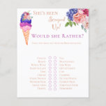 Scooped Up Ice Cream Floral Bridal Shower Fun Game<br><div class="desc">This unique Ice Cream themed Watercolor I painted by my own in modern Azur Blue, Vanilla Cream, Peach, Burgundy, Viva Magenta and Blush Pink colors perfect for your fun and sparkly selebration with friends "She's been scooped up" Bridal Shower. Other matching items for your party available in my PatternDigitPics stope's...</div>