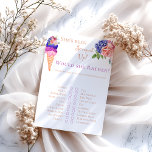 Scooped Up Ice Cream Floral Bridal Shower Fun Game<br><div class="desc">This unique Ice Cream themed Watercolor I painted by my own in modern Azur Blue, Vanilla Cream, Peach, Burgundy, Viva Magenta and Blush Pink colors perfect for your fun and sparkly selebration with friends "She's been scooped up" Bridal Shower. Other matching items for your party available in my PatternDigitPics stope's...</div>