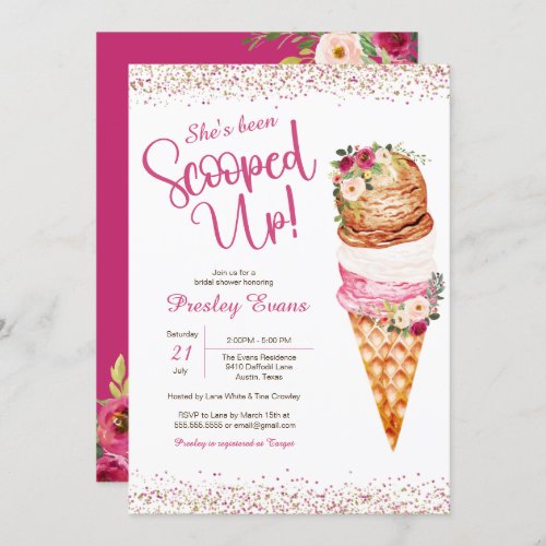 Scooped up Ice Cream Floral Bridal Shower  Invitation