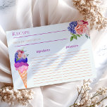 Scooped Up Ice Cream Floral Bridal Shower Recipe<br><div class="desc">This unique Ice Cream themed Watercolor I painted by my own in modern Azur Blue, Vanilla Cream, Peach, Burgundy, Viva Magenta and Blush Pink colors for your fun and sparkly selebration with friends "She's been scooped up" Bridal Shower. Other matching items for your party available in my PatternDigitPics stope's collection...</div>