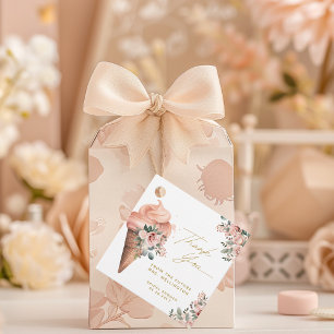Scooped Up Ice Cream Floral Pink Bridal Shower Favor Tags