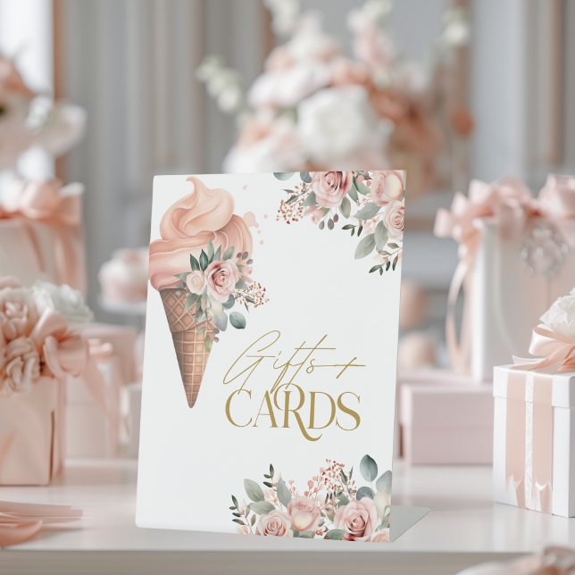 Scooped Up Ice Cream Gifts Cards Bridal Shower Pedestal Sign (Creator Uploaded)