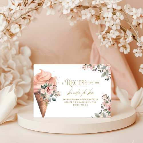 Scooped Up Ice Cream Recipe Pink Bridal Shower Enclosure Card
