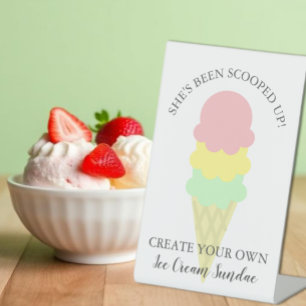 Scooped Up Ice Cream Sundae Bar Bridal Shower Pedestal Sign