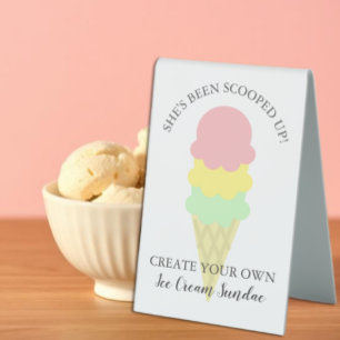 Scooped Up Ice Cream Sundae Bridal Shower Table Tent