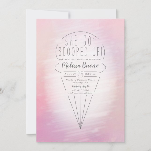 Scooped Up Ice Cream Theme Bridal Shower Invitation (Front)