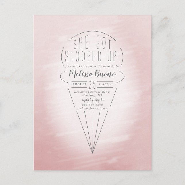 Scooped Up Ice Cream Theme Shower Invitation Postcard (Front)