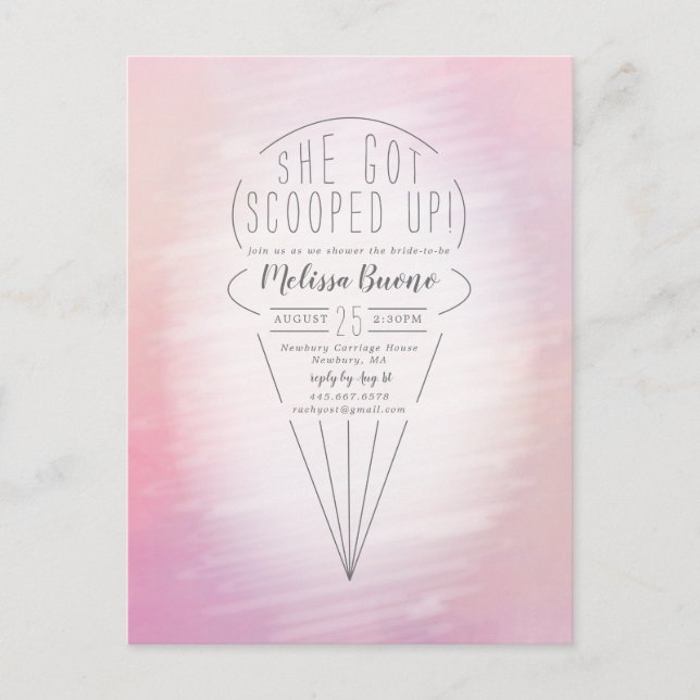 Scooped Up Ice Cream Theme Shower Invitation Postcard (Front)