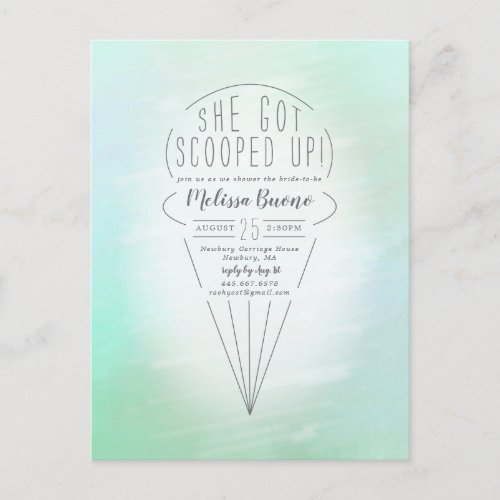Scooped Up Ice Cream Theme Shower Invitation Postcard