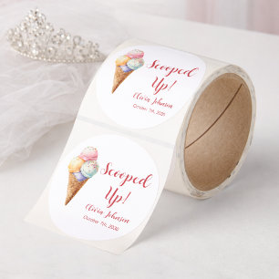 Scooped Up Ice Cream Themed Bridal Shower Classic Round Sticker