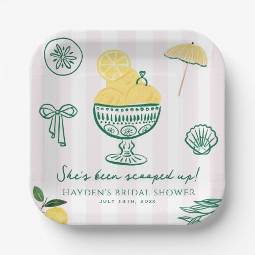 Scooped Up Lemon Bridal Wedding Engagement Paper Plates