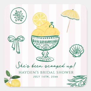 Scooped Up Lemon Bridal Wedding Engagement Square Sticker