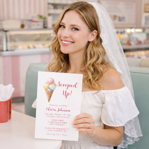 Scooped Up! Pink Ice Cream Bridal Shower Invitation