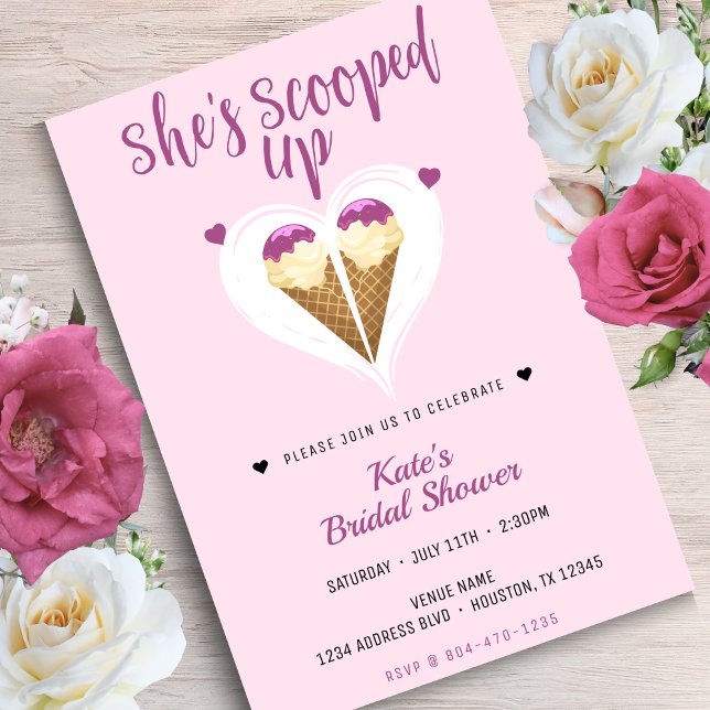 Scooped Up Pink Ice Cream Heart Bridal Shower Invitation (Scooped Up Pink Ice Cream Heart Bridal Shower Invitation
)