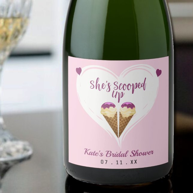 Scooped Up Pink Ice Cream Heart Bridal Shower Sparkling Wine Label (Scooped Up Pink Ice Cream Heart Bridal Shower Sparkling Wine Label
)