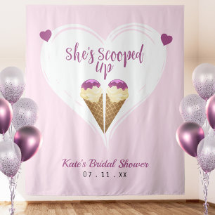 Scooped Up Pink Ice Cream Heart Bridal Shower Tapestry