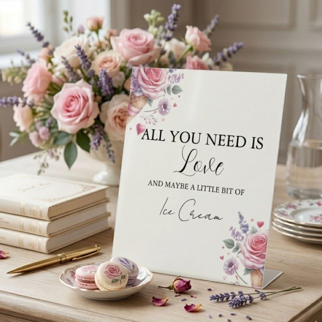 Scooped Up Pink Modern Bridal Shower  Bar Signs (Creator Uploaded)