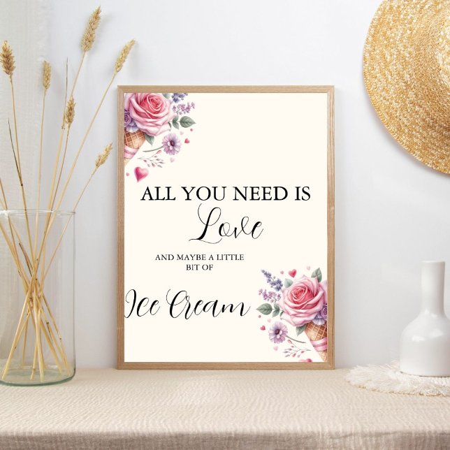 Scooped Up Pink Modern Bridal Shower  Bar Signs (Creator Uploaded)