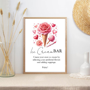 Scooped Up Pink Modern Bridal Shower Bar Signs