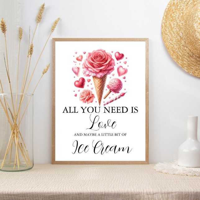 Scooped Up Pink Modern Bridal Shower  Bar Signs (Creator Uploaded)