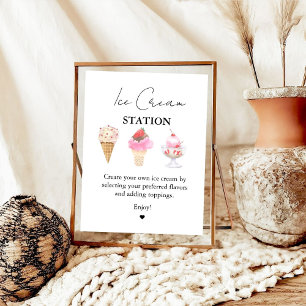 Scooped Up Pink Modern Bridal Shower Bar Signs