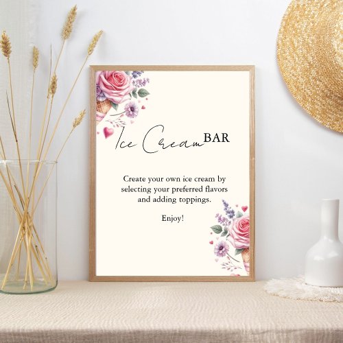 Scooped Up Pink Modern Bridal Shower  Bar Signs