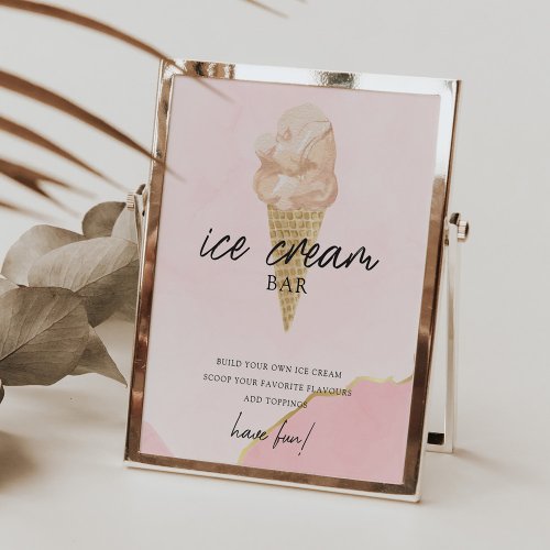 Scooped Up Pink Modern Bridal Shower Signs