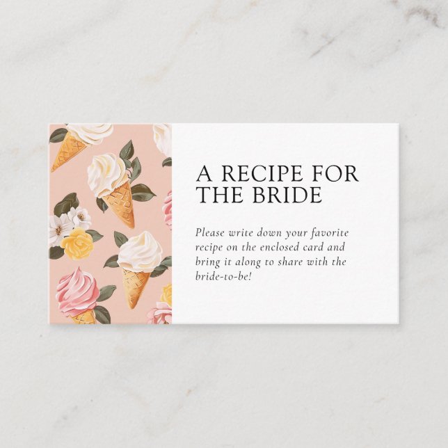 Scooped Up Recipe Request Bridal Shower Enclosure Card (Front)
