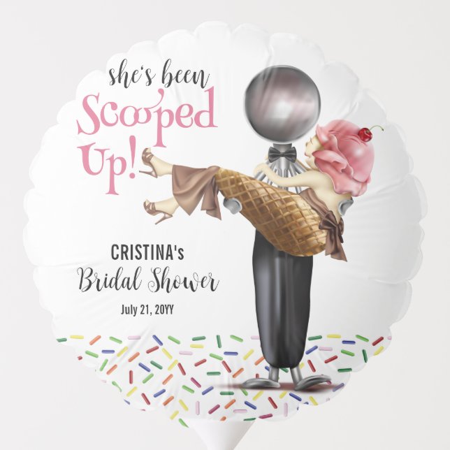 Scooped Up Strawberry Ice Cream Bridal Shower Balloon (Back)