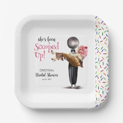 Scooped Up Strawberry Ice Cream Bridal Shower Paper Plates