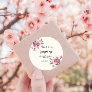 Scooped Up Watercolor Ice Cream Bridal Shower Classic Round Sticker