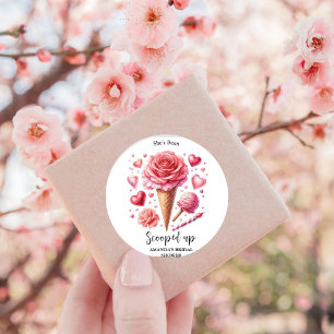 Scooped Up Watercolor Ice Cream Bridal Shower Classic Round Sticker