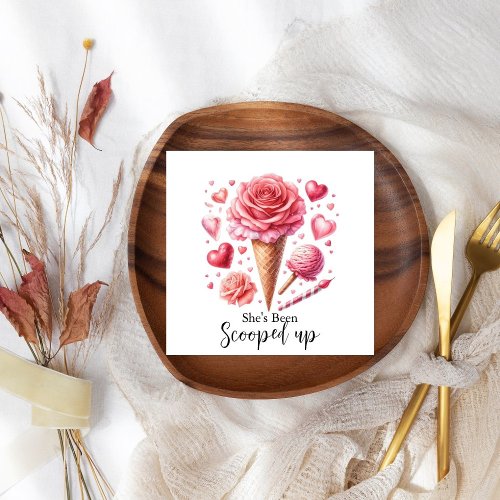 Scooped Up Watercolor Ice Cream Bridal Shower Napkins