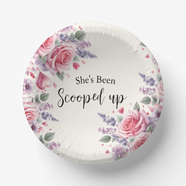 Scooped Up Watercolor Ice Cream Bridal Shower Paper Bowls (Front)