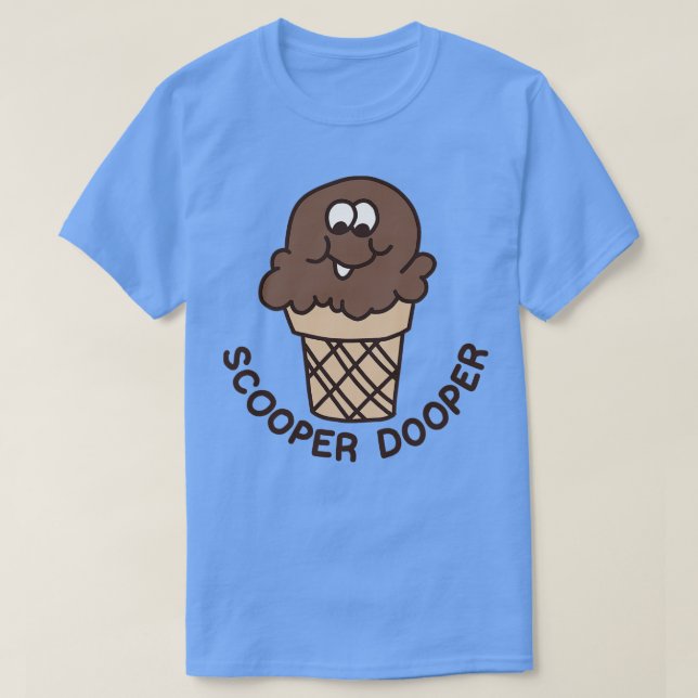 Scooper Dooper Punny Retro Scratch N Sniff Sticker T-Shirt (Design Front)