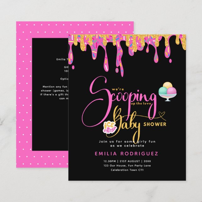 Scooping Up Love Ice cream Baby Girl Shower (Front/Back)