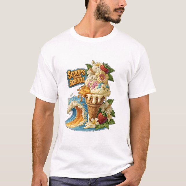 Scoops Before School Tropical Ice Cream Wave T-Shirt (Front)