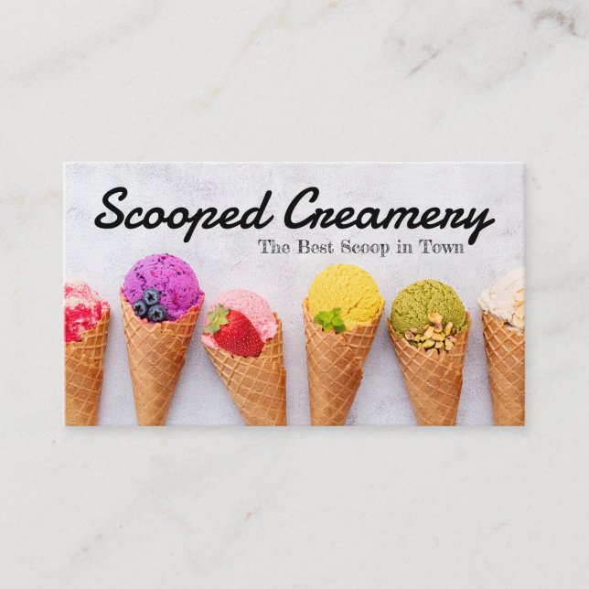 Scoops of Ice Cream in a Cone Business Card (Front)